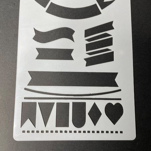 Reusable Art Planner Stencil Keys Banners Lines Heart Mixed Media Supplies mq - Picture 3 of 3